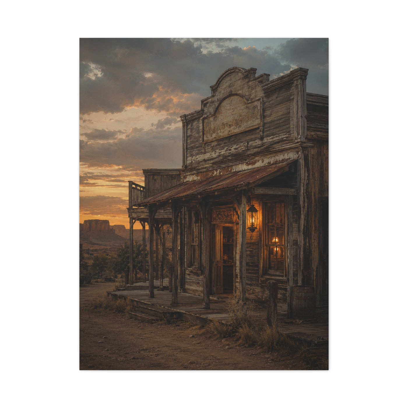 Old Town Western Saloon Exterior Scene Wall Art & Canvas Print