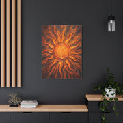 Fiery Impasto Sunburst Painting Wall Art & Canvas Print