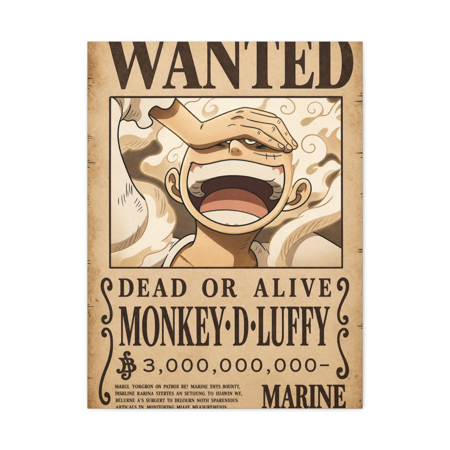 One Piece Monkey D. Luffy Gear 5 Wanted Poster Wall Art & Canvas Print