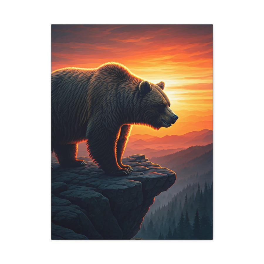 Sunset Cliff Grizzly Bear Wall Art & Canvas Prints