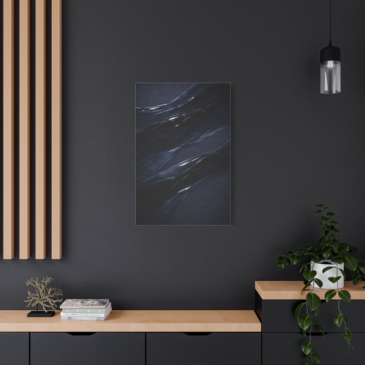 Fluid Navy Wave Abstraction Wall Art & Canvas Print