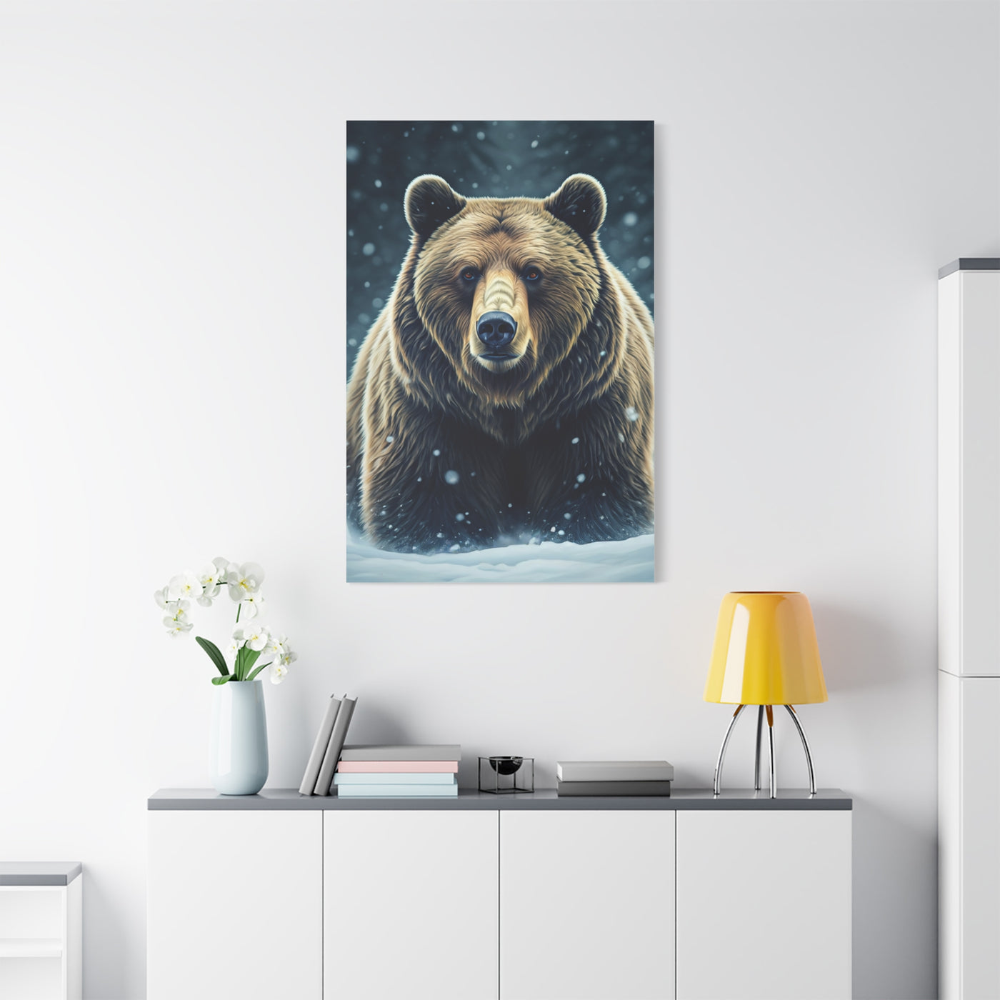 Winter Storm Grizzly Bear Portrait Wall Art & Canvas Prints