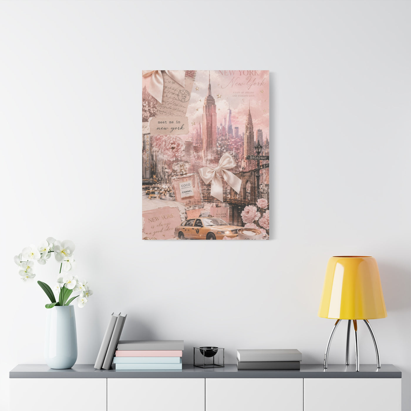 Romantic Blush NYC Dream Collage Wall Art & Canvas Print