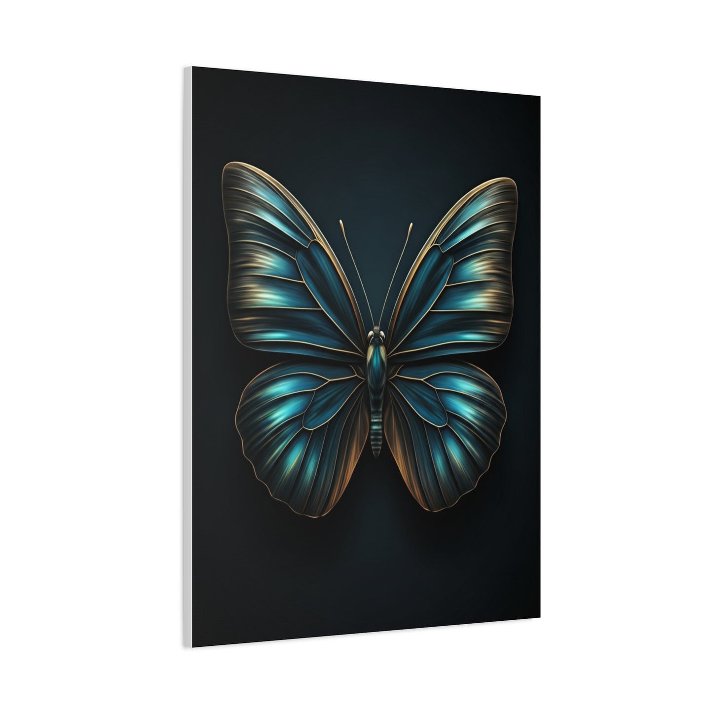 Midnight Blue Butterfly Symmetry Portrait Wall Art & Canvas Prints