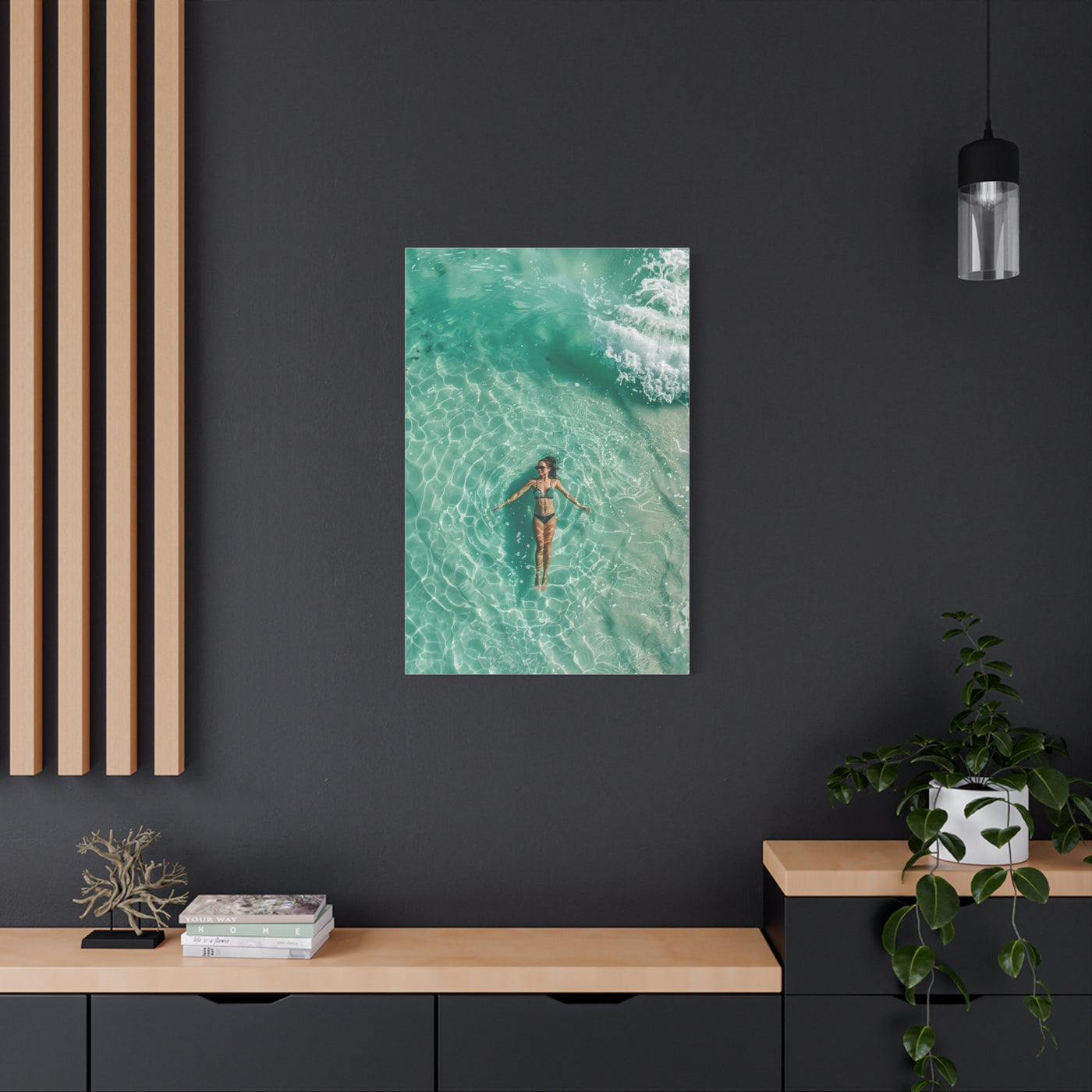 Aerial Ocean Serenity Woman Portrait Wall Art & Canvas Print