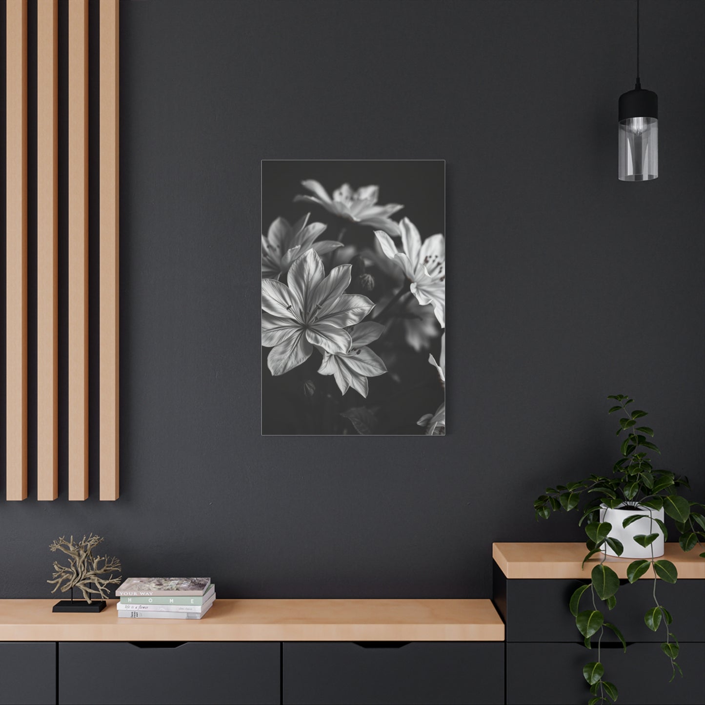 Ebony Whiteness Petal Tableau Wall Art & Canvas Print