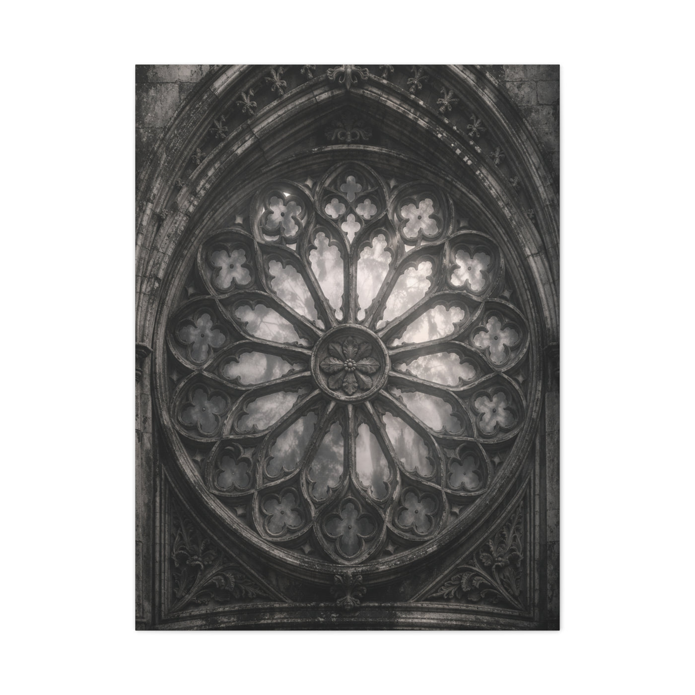 Gothic Rose Window Stone Wall Art & Canvas Print