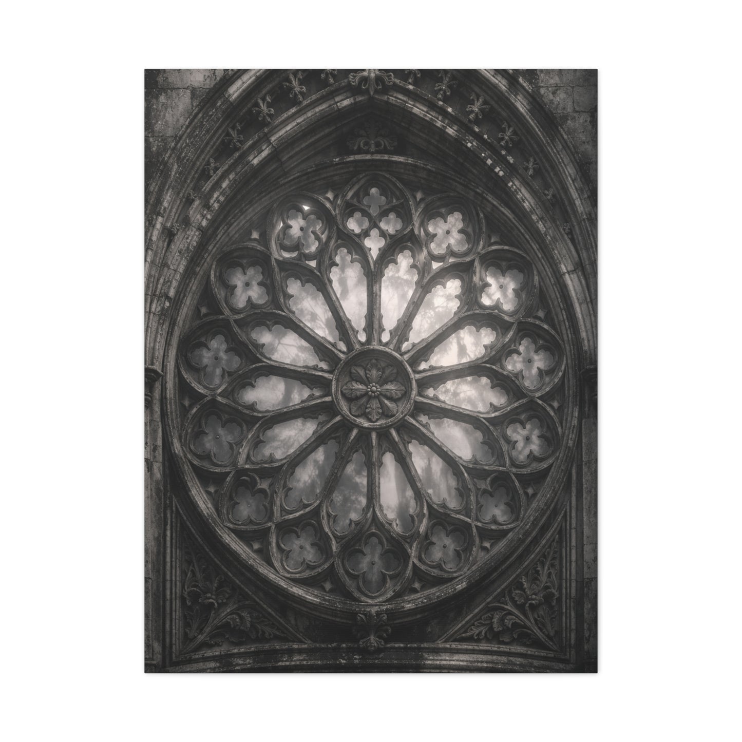 Gothic Rose Window Stone Wall Art & Canvas Print