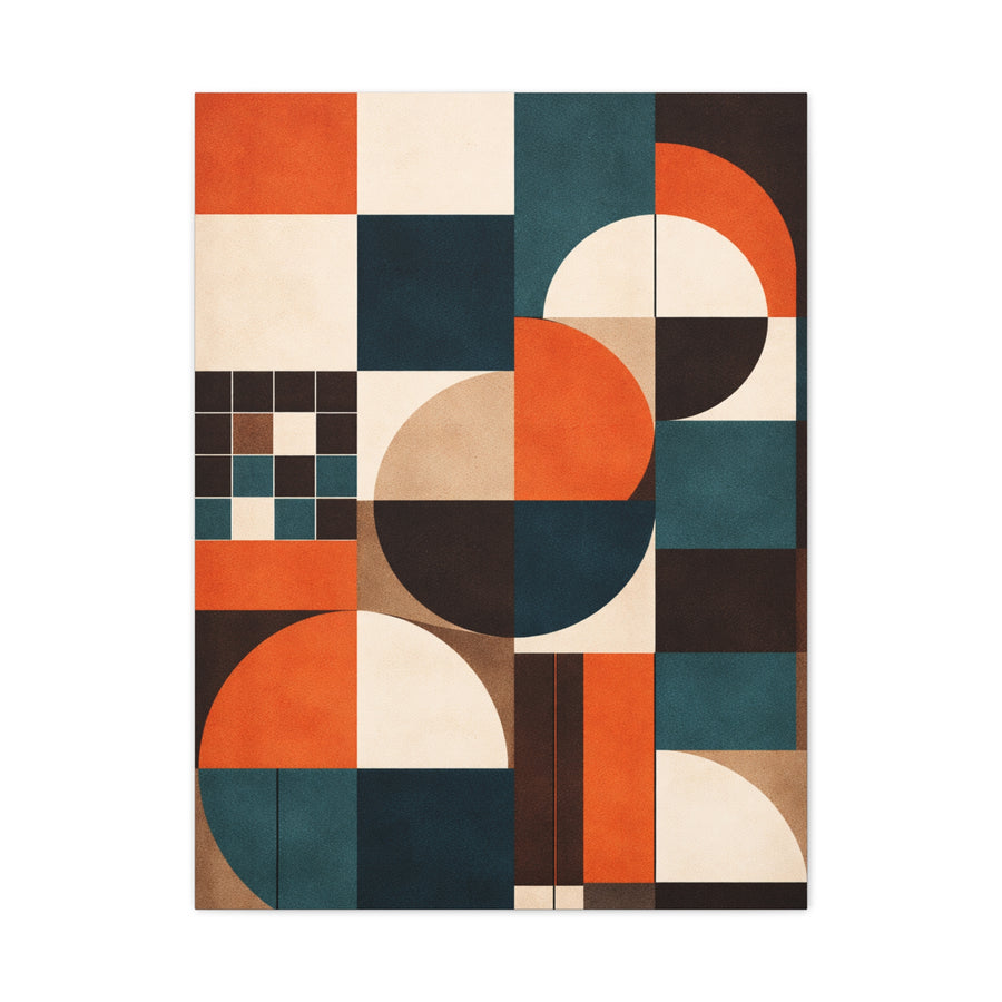 Modern Orange and Teal Geometric Balance Wall Art & Canvas Print
