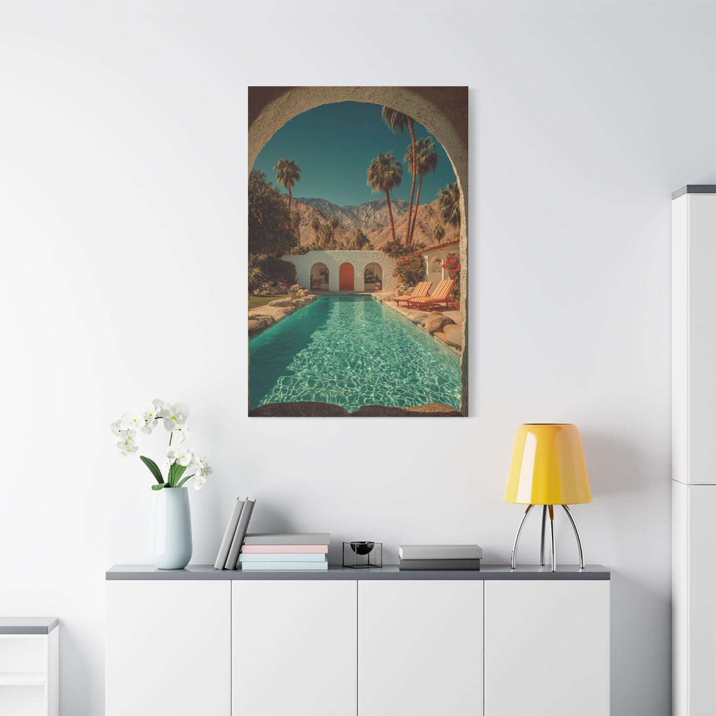 Palm Springs Courtyard Pool Escape Wall Art & Canvas Print