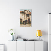 Rustic Courtyard Horse Scene Wall Art & Canvas Print