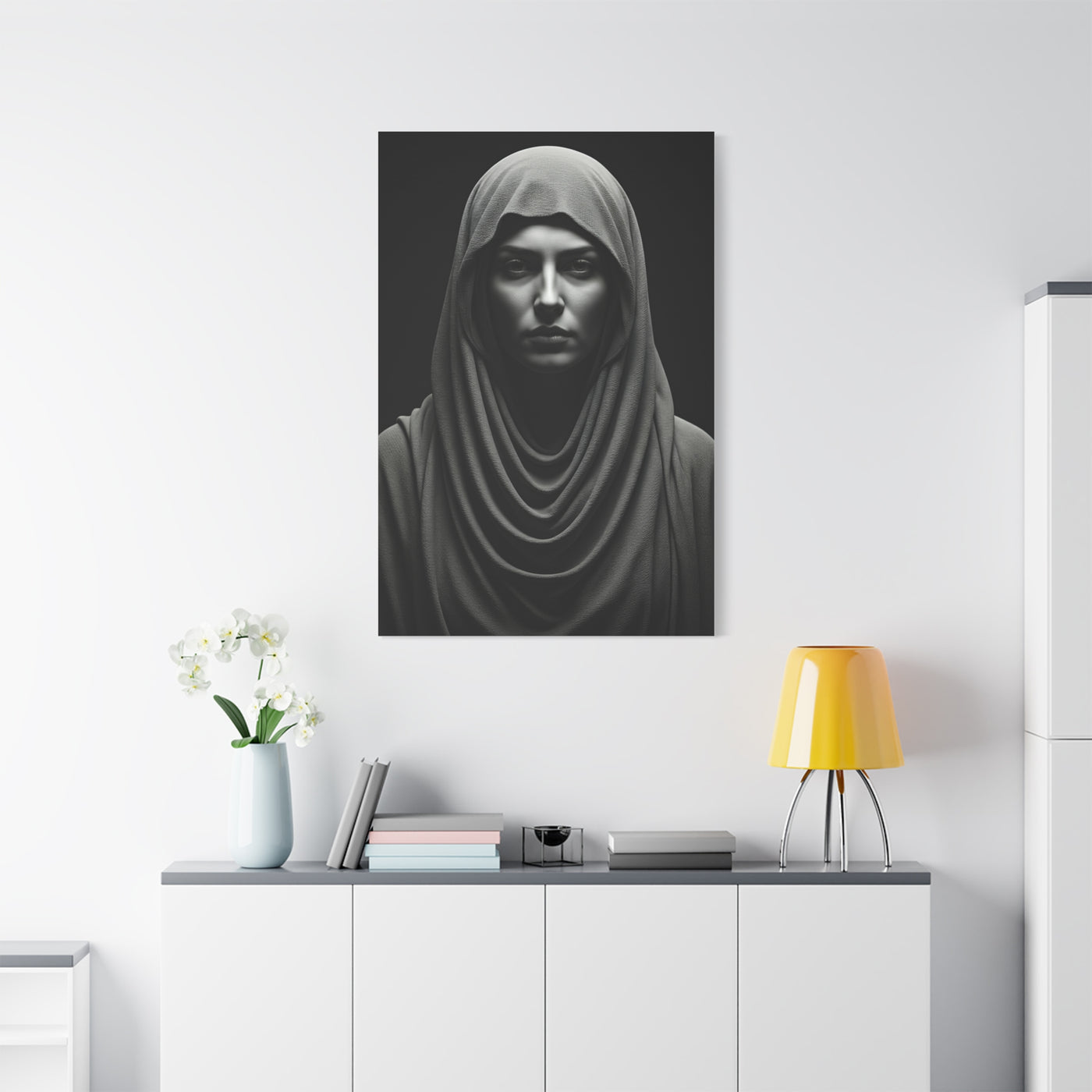 Veiled Serenity Black & White Portrait Wall Art & Canvas Prints