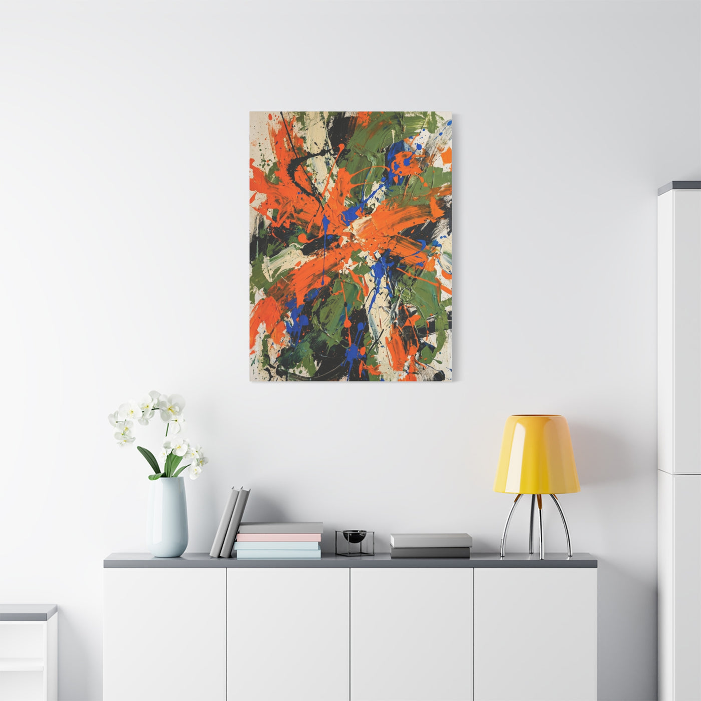 Expressionist Orange Burst Action Painting Wall Art & Canvas Print