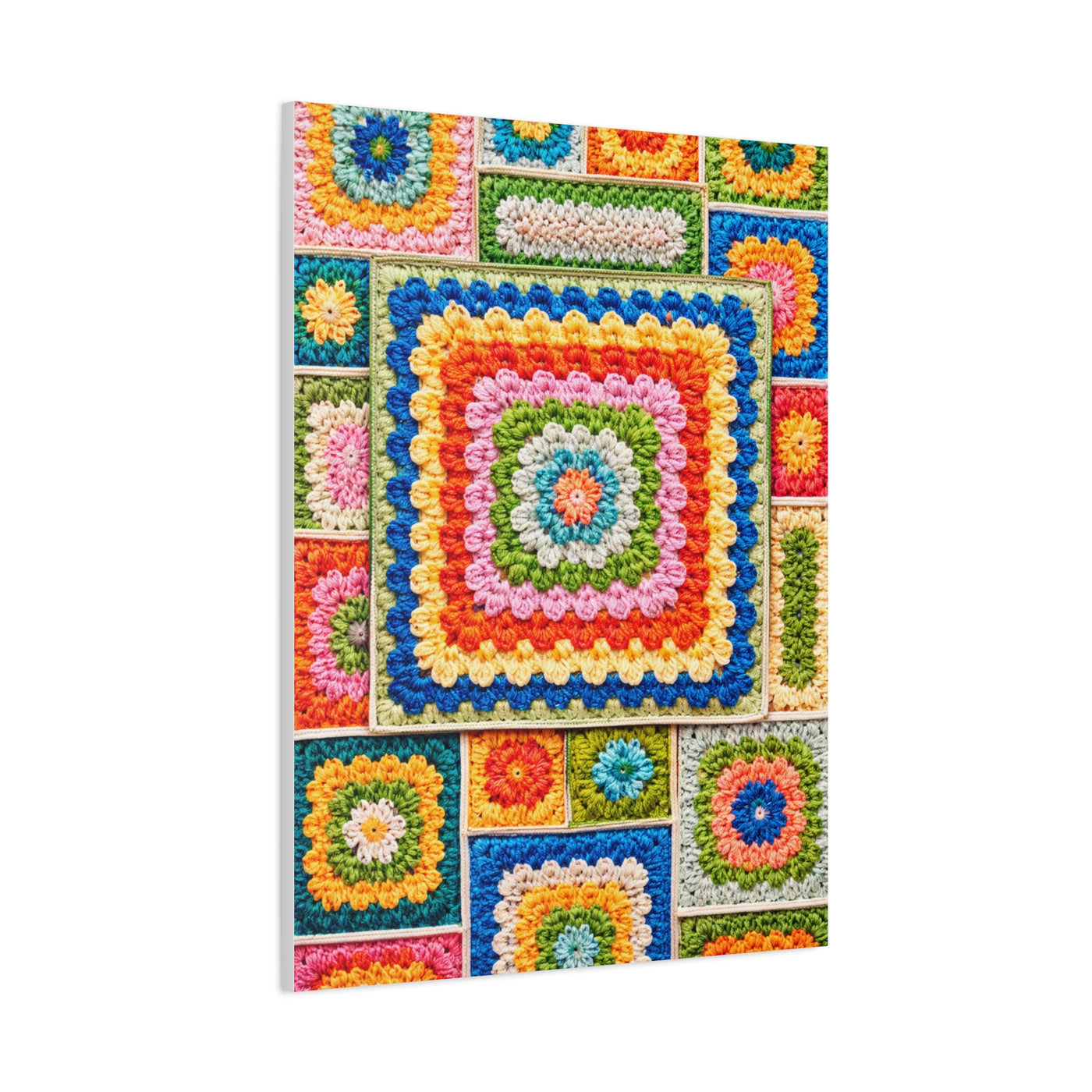 Granny-Square Concentric Abstraction Wall Art & Canvas Print