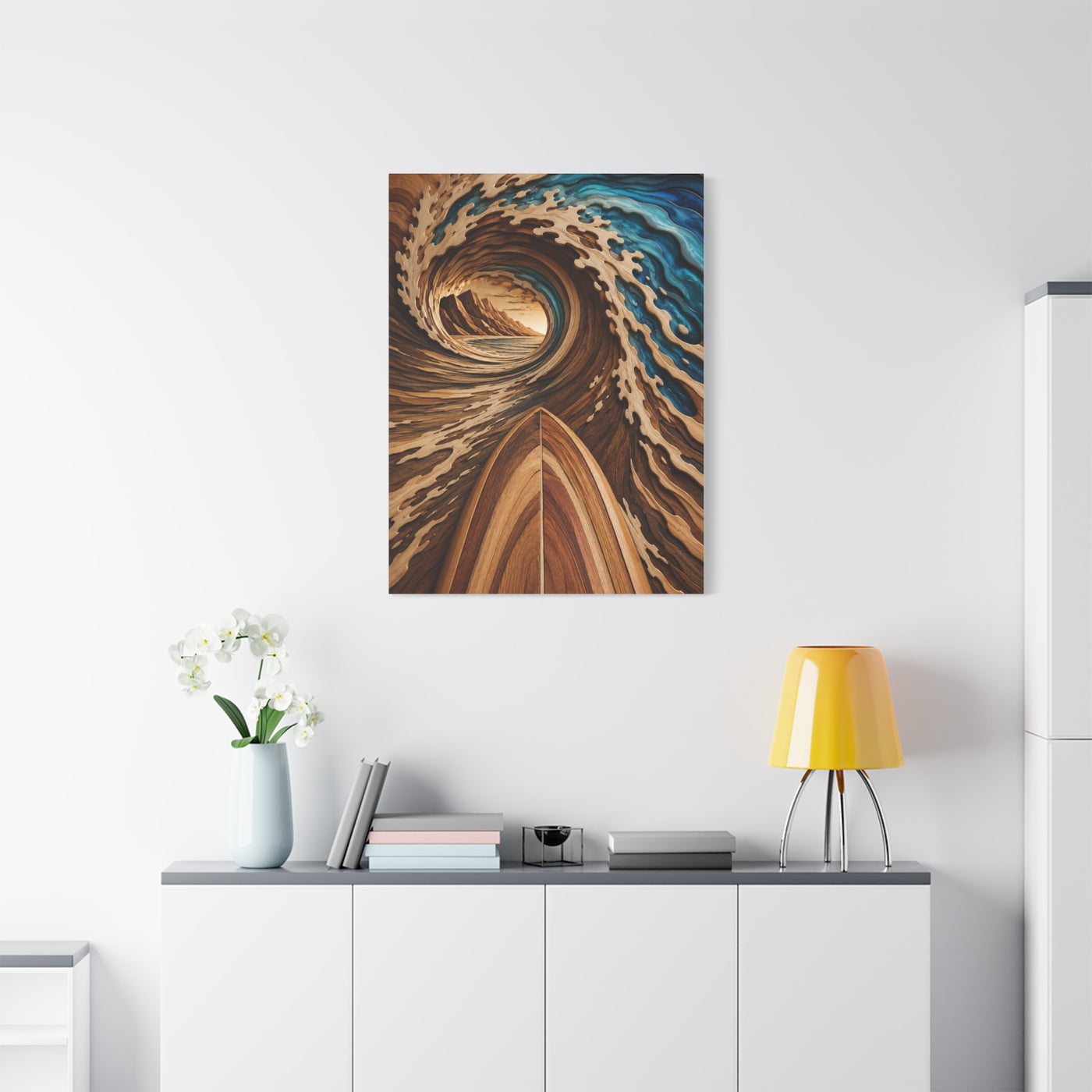 Surfboard Perspective Wooden Wave Tunnel Wall Art & Canvas Print