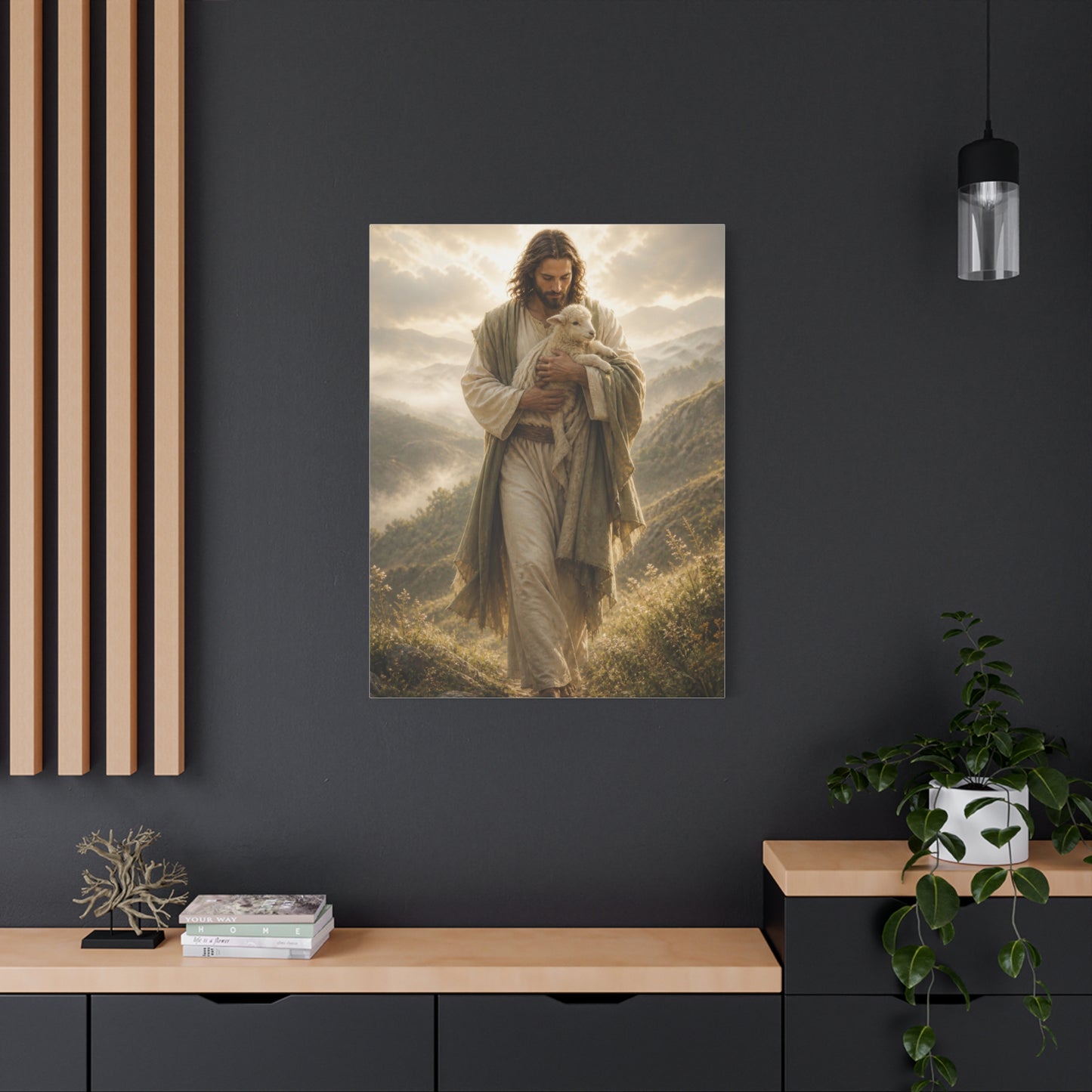 Jesus Carrying the Lamb at Dawn Wall Art & Canvas Print