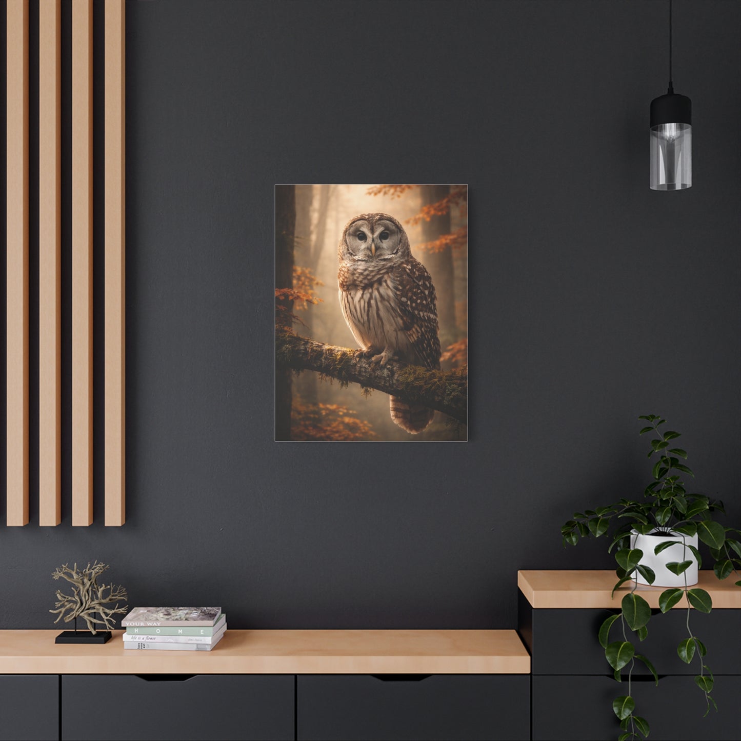 Barred Owl Autumn Forest Portrait Wall Art & Canvas Print