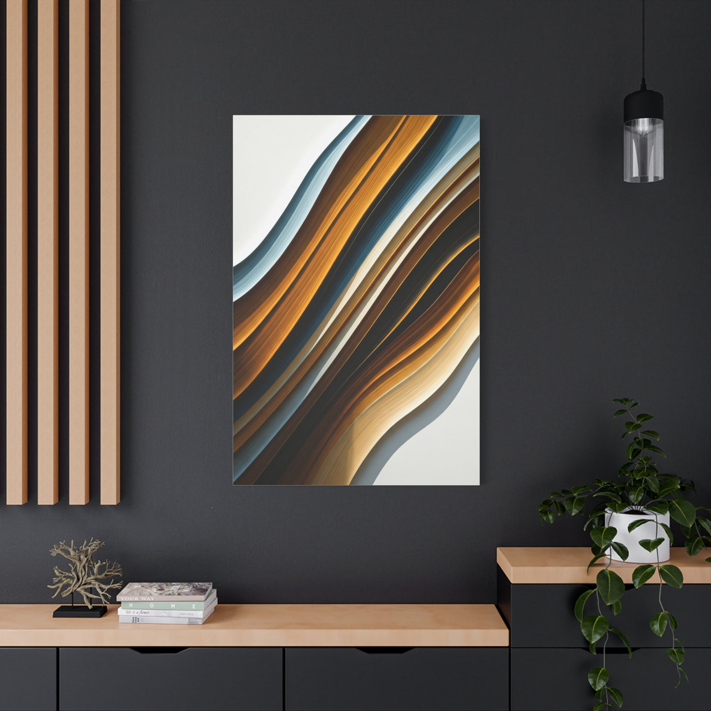 Warm Metallic Wave Abstract Wall Art & Canvas Prints