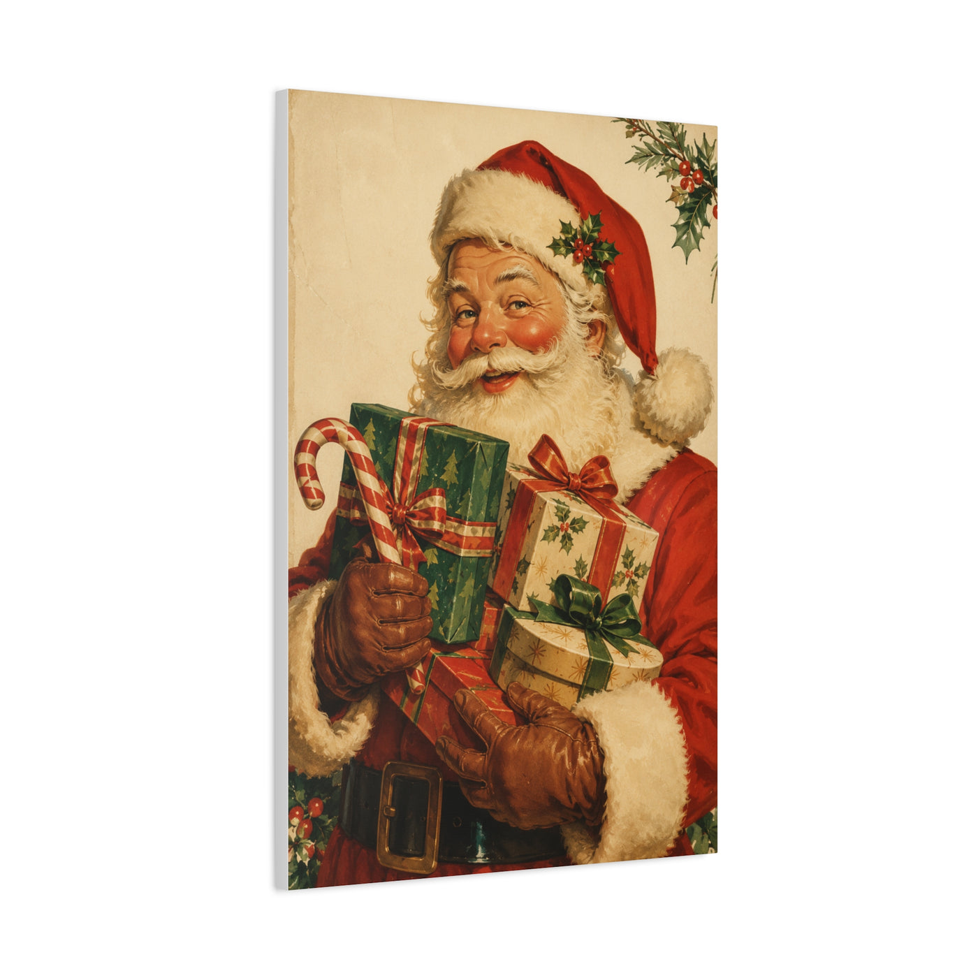 Vintage Americana Santa with Presents Wall Art & Canvas Print