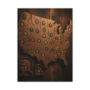 Wooden Beer Cap USA Map Wall Art & Canvas Print