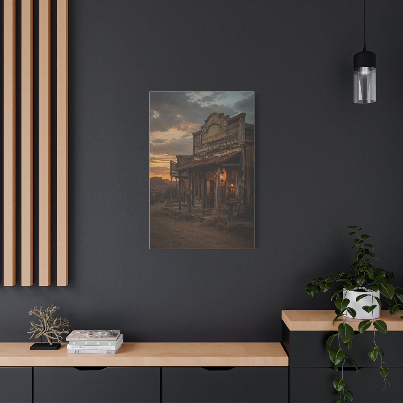 Old Town Western Saloon Exterior Scene Wall Art & Canvas Print