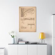 Grand Piano Blueprint Study Wall Art & Canvas Print