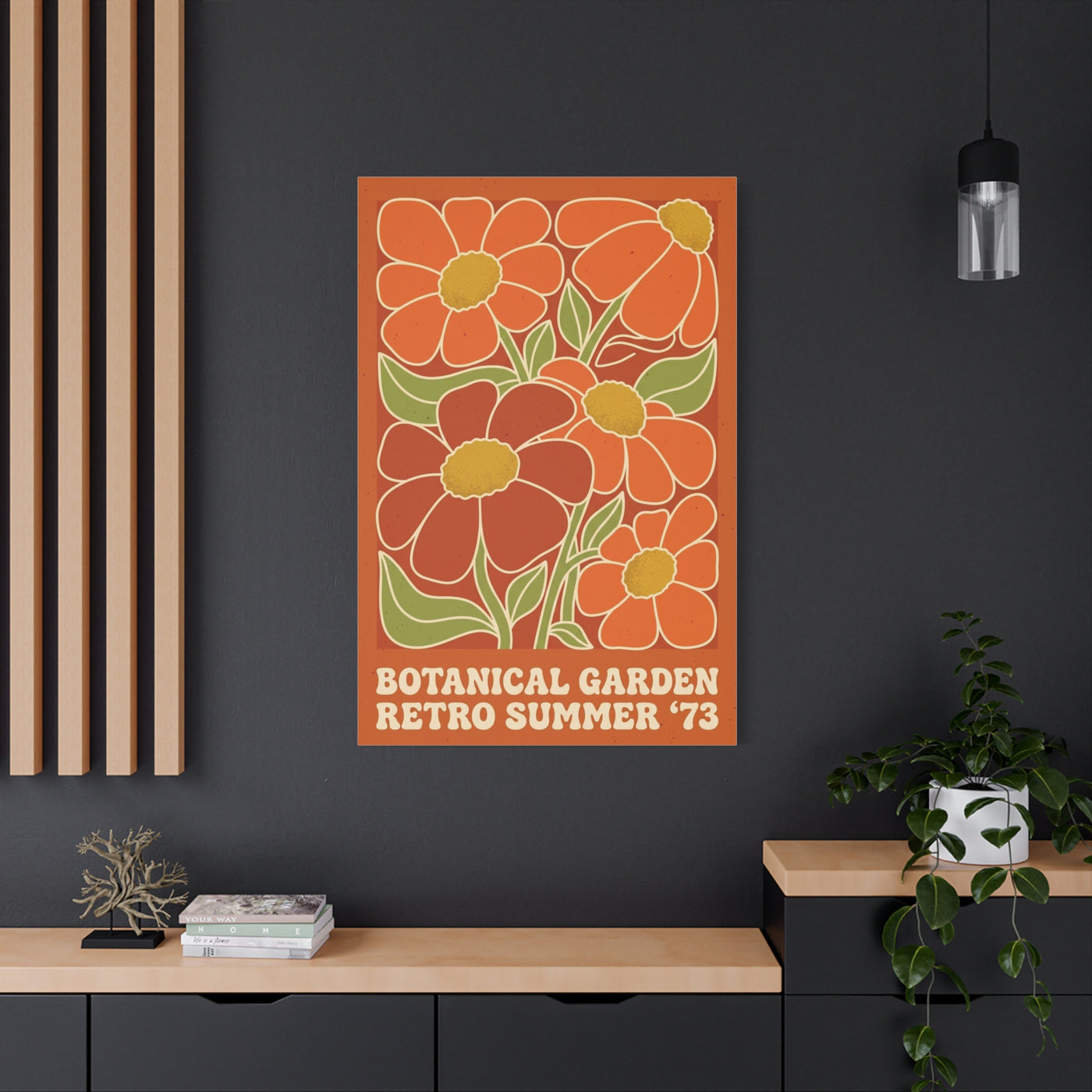Retro Botanical Orange Flower Poster Wall Art & Canvas Print
