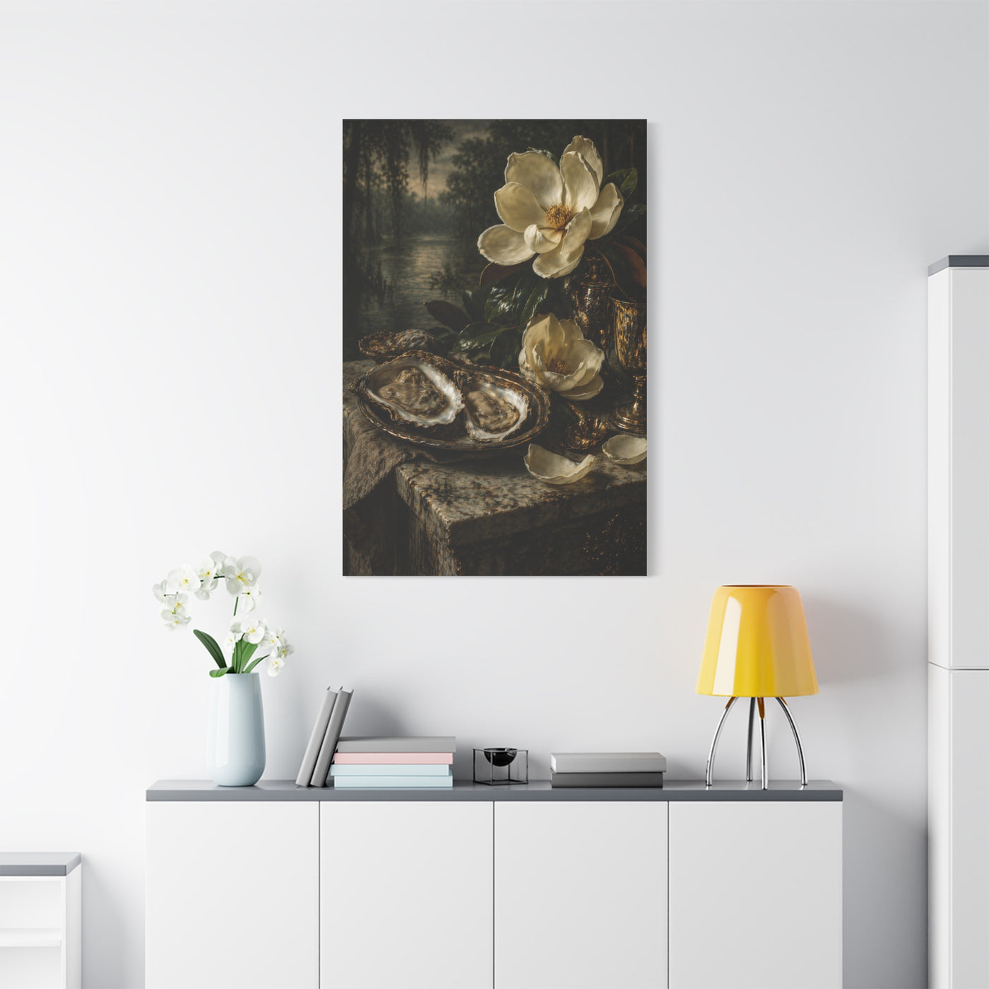 Magnolia & Oyster Still Life Elegance Wall Art & Canvas Print