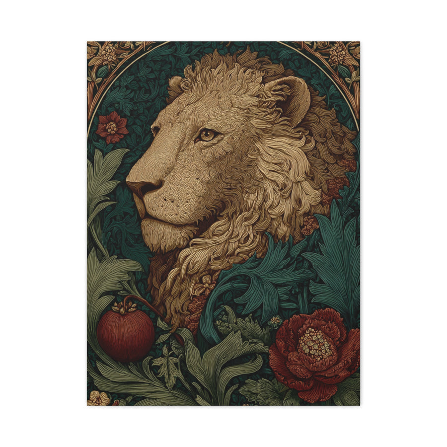 Ornamental Lion Botanical Heritage Wall Art & Canvas Print