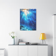 Sunlit Underwater Light Rays Ocean Scene Wall Art & Canvas Print