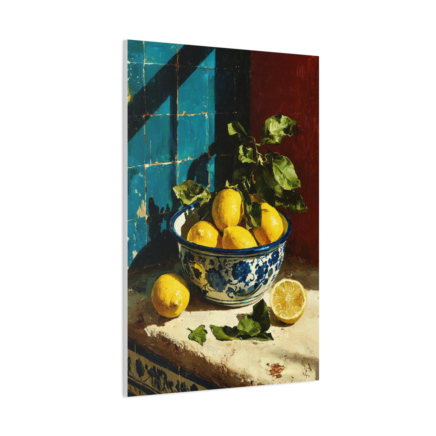 Mediterranean Lemon Bowl Painterly Kitchen Wall Art & Canvas Print