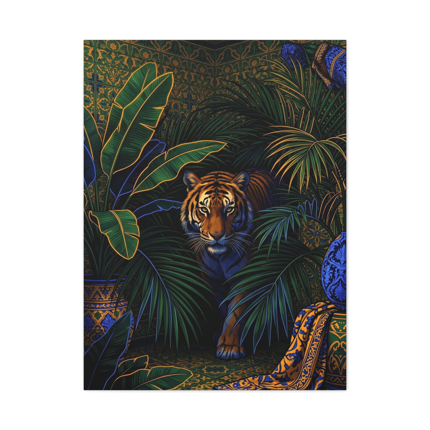 Exotic Tiger Jungle Interior Tropical Wall Art & Canvas Print