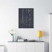 Acoustic Guitar Technical Blueprint Wall Art & Canvas Print