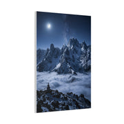 Moonlit Himalayan Peaks & Stupa Wall Art & Canvas Print
