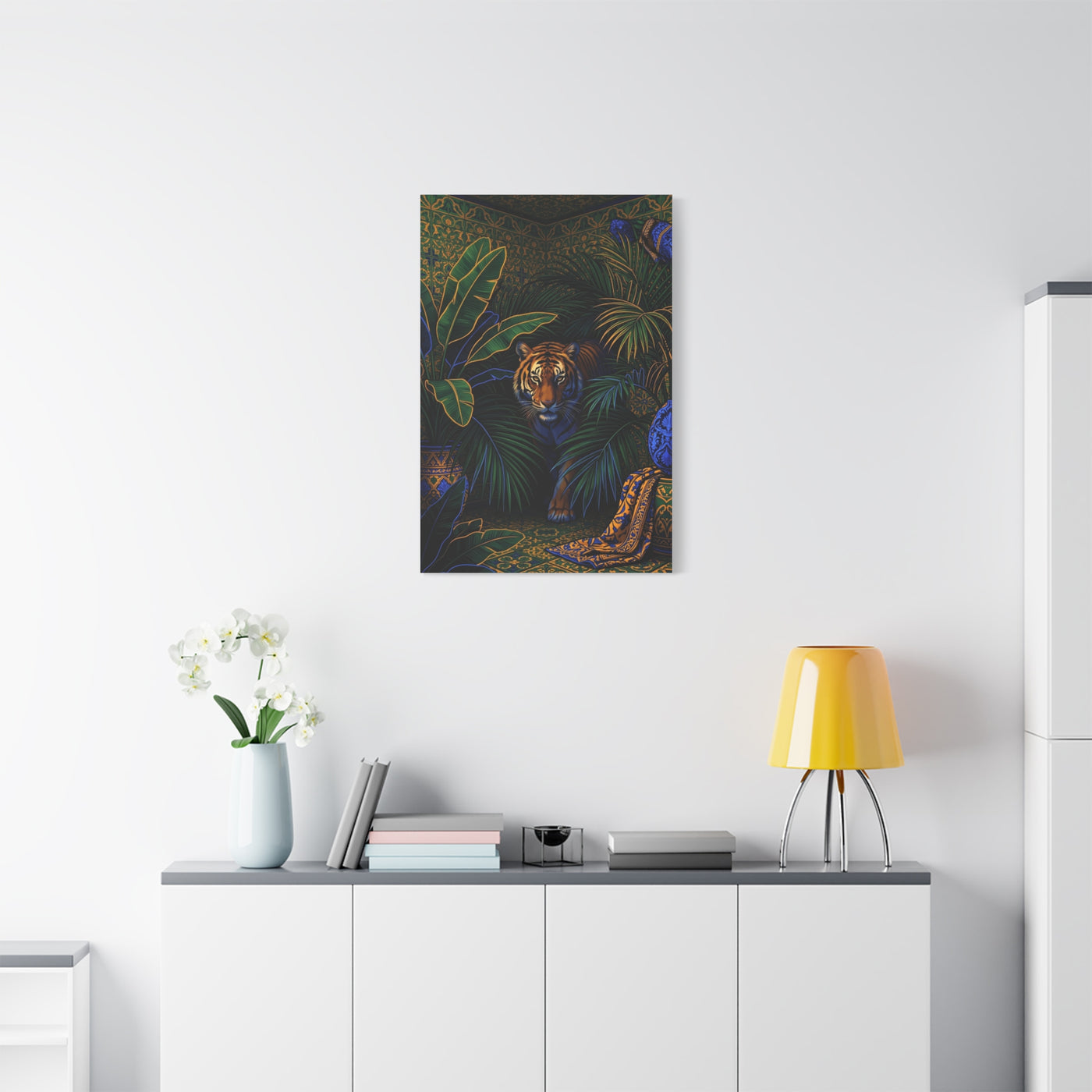Exotic Tiger Jungle Interior Tropical Wall Art & Canvas Print