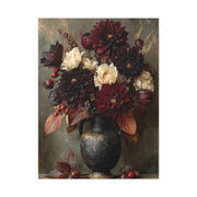 Burgundy Dahlia Autumn Floral Still Life Wall Art & Canvas Print