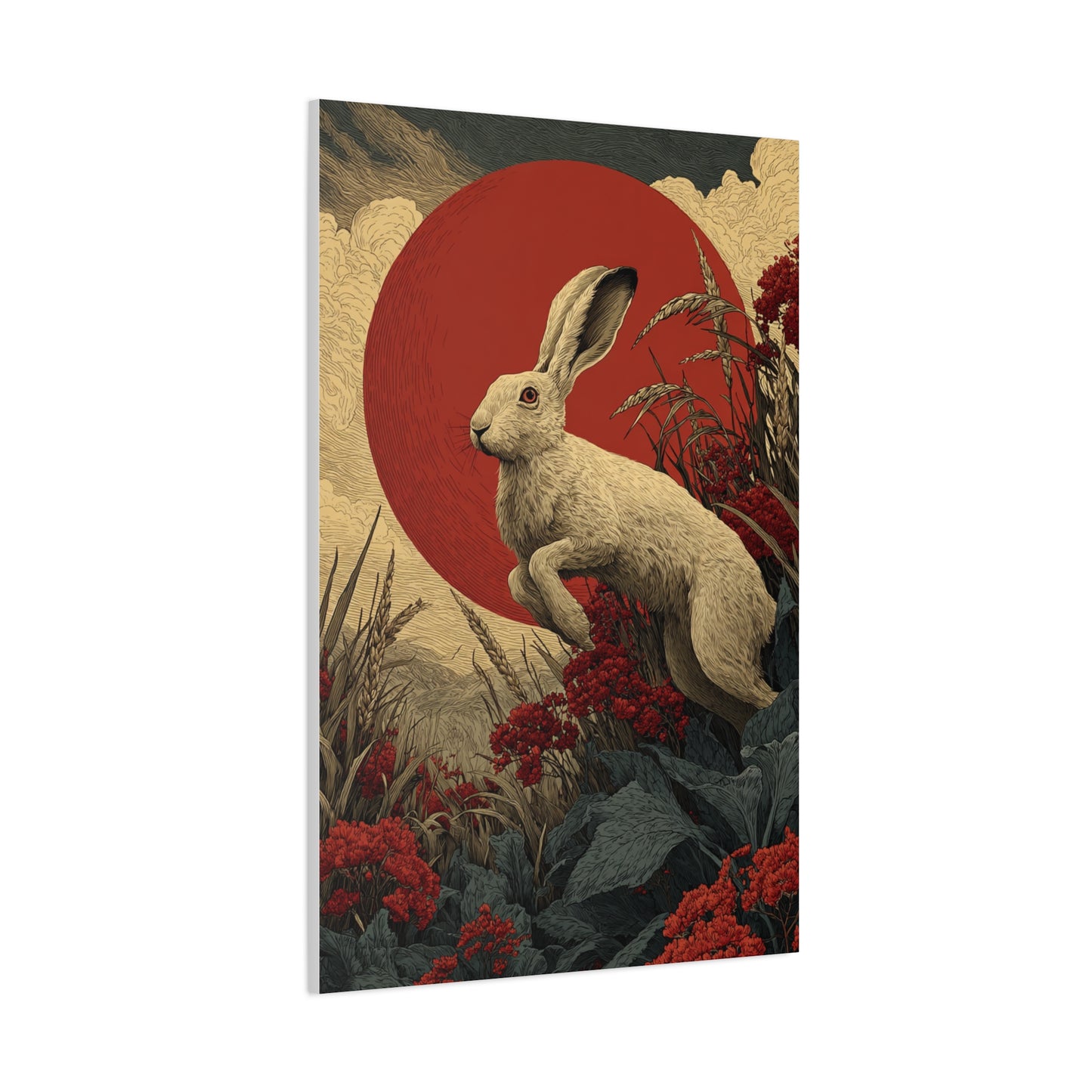 Harvest Moon Folk Hare Wall Art & Canvas Print