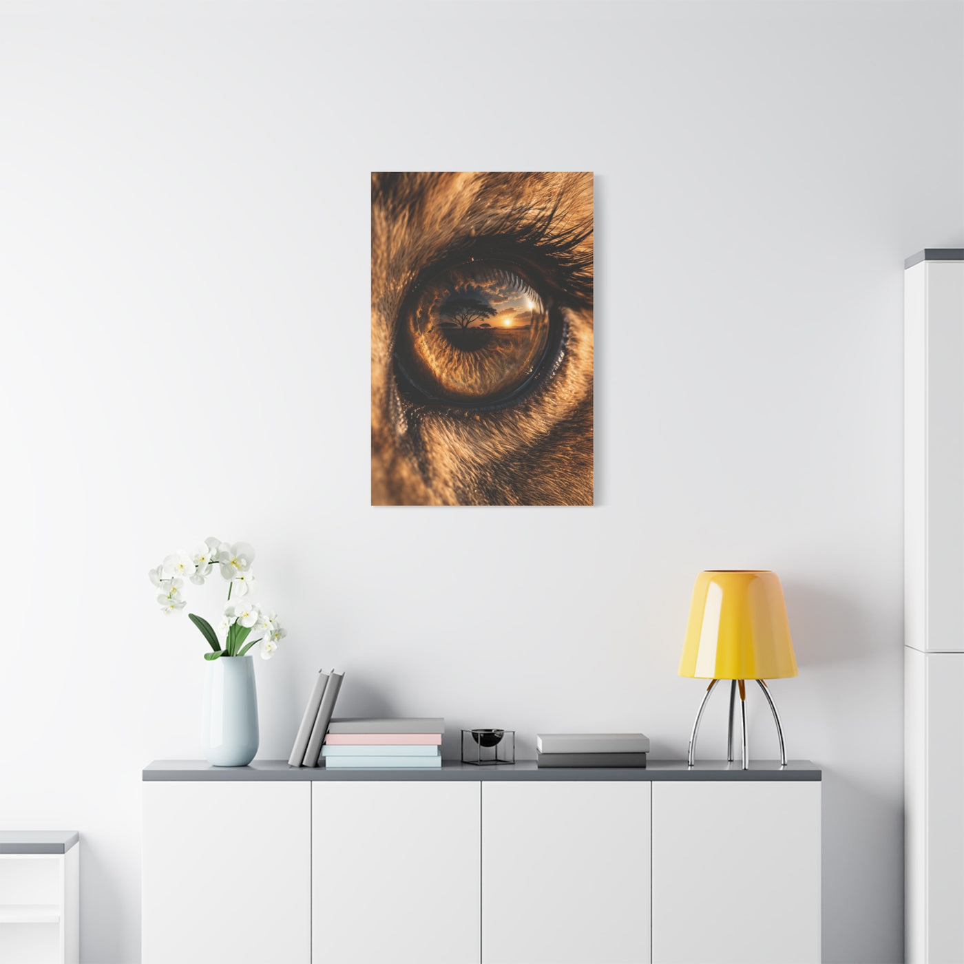 Lion Eye Reflection Macro Wall Art & Canvas Print
