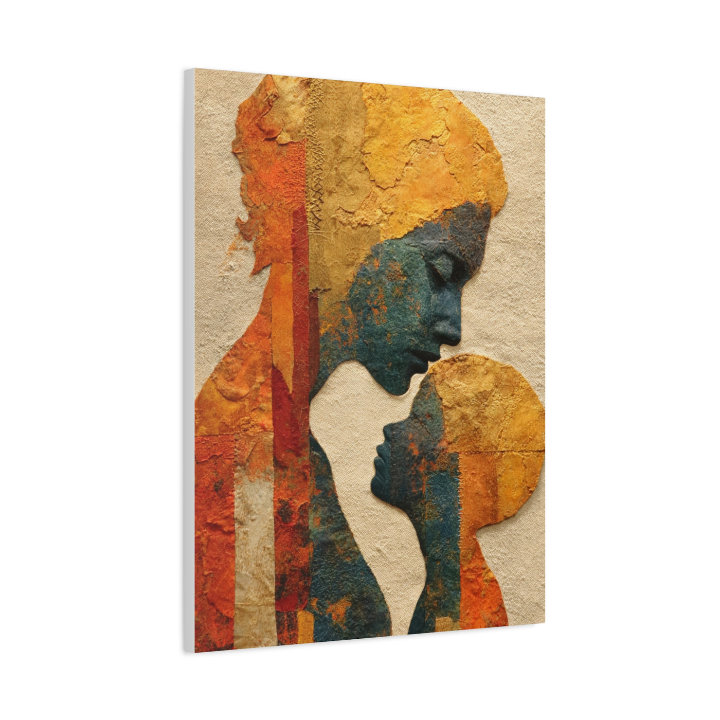 Mother and Child Textured Silhouette Wall Art & Canvas Print