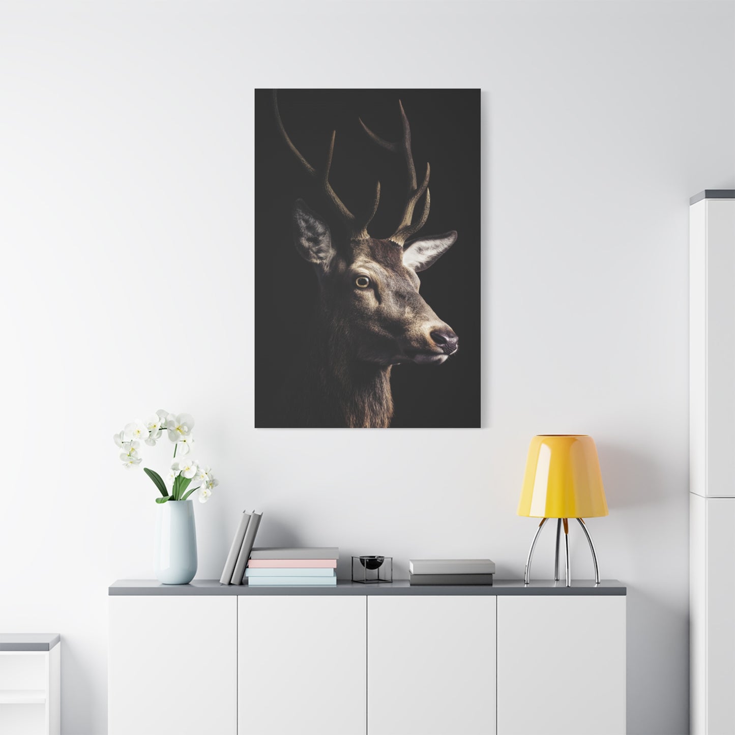 Shadowed Stag Minimal Portrait Wall Art & Canvas Print