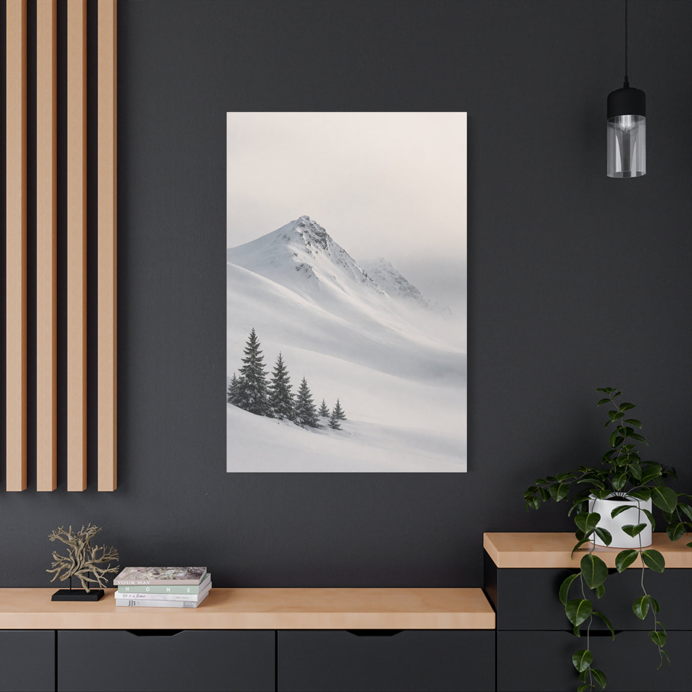 Snowy Mountain Ridge & Pines Wall Art & Canvas Print