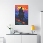 Sunset Ridge Cowboy Painting Wall Art & Canvas Print