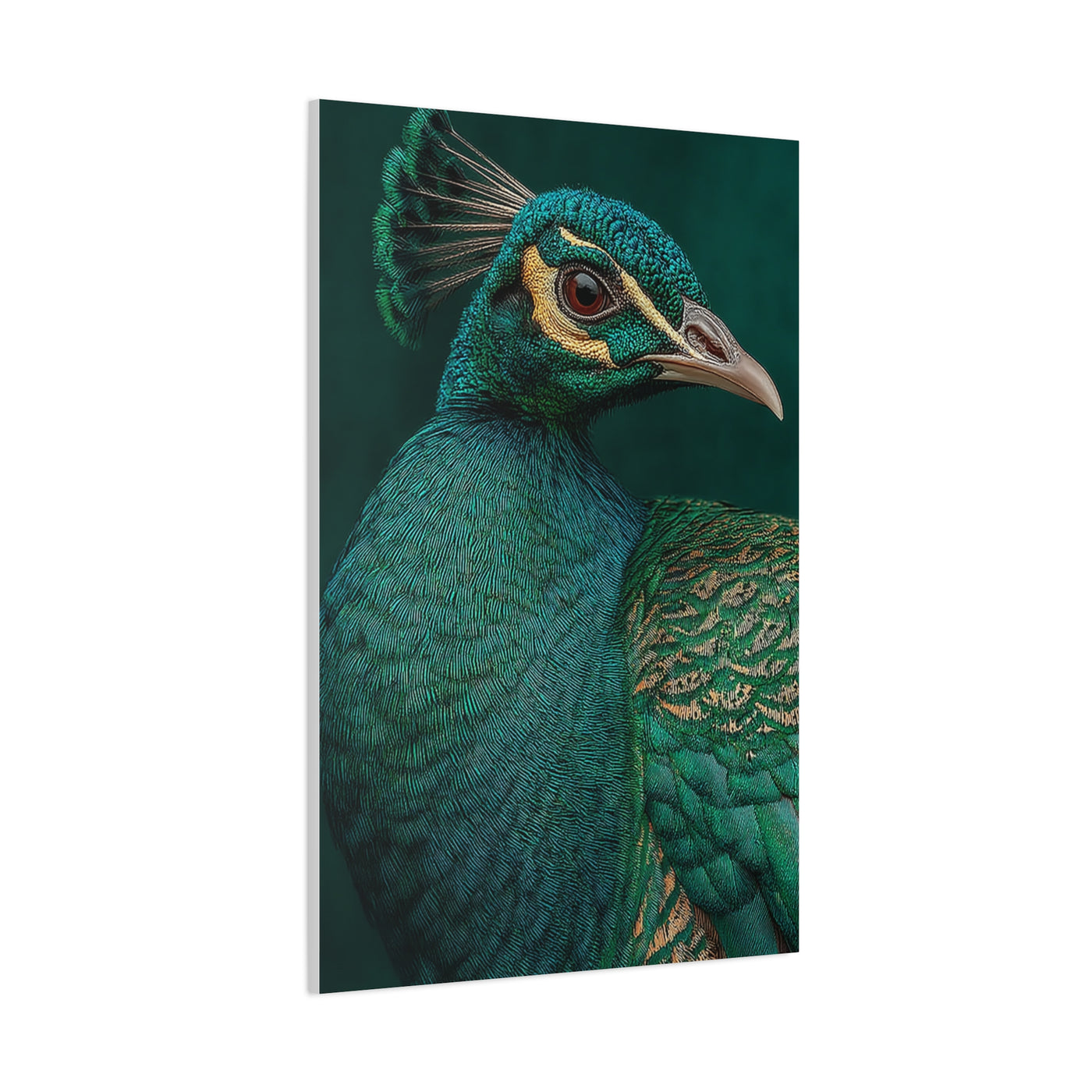 Regal Emerald Peacock Portrait Wall Art & Canvas Print