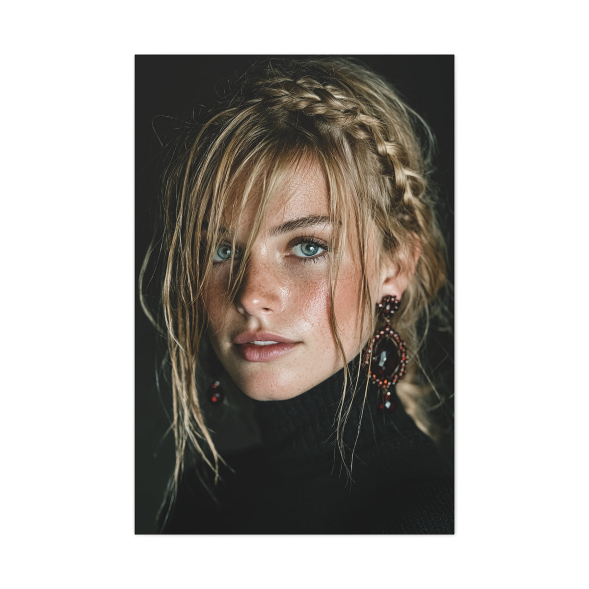 Wind-Swept Blonde Muse Editorial Portrait Wall Art & Canvas Print
