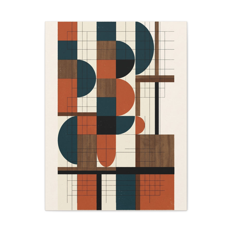 Bauhaus Orange Geometry Grid Wall Art & Canvas Print