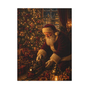 Santa and the Vintage Toy Train Wall Art & Canvas Print