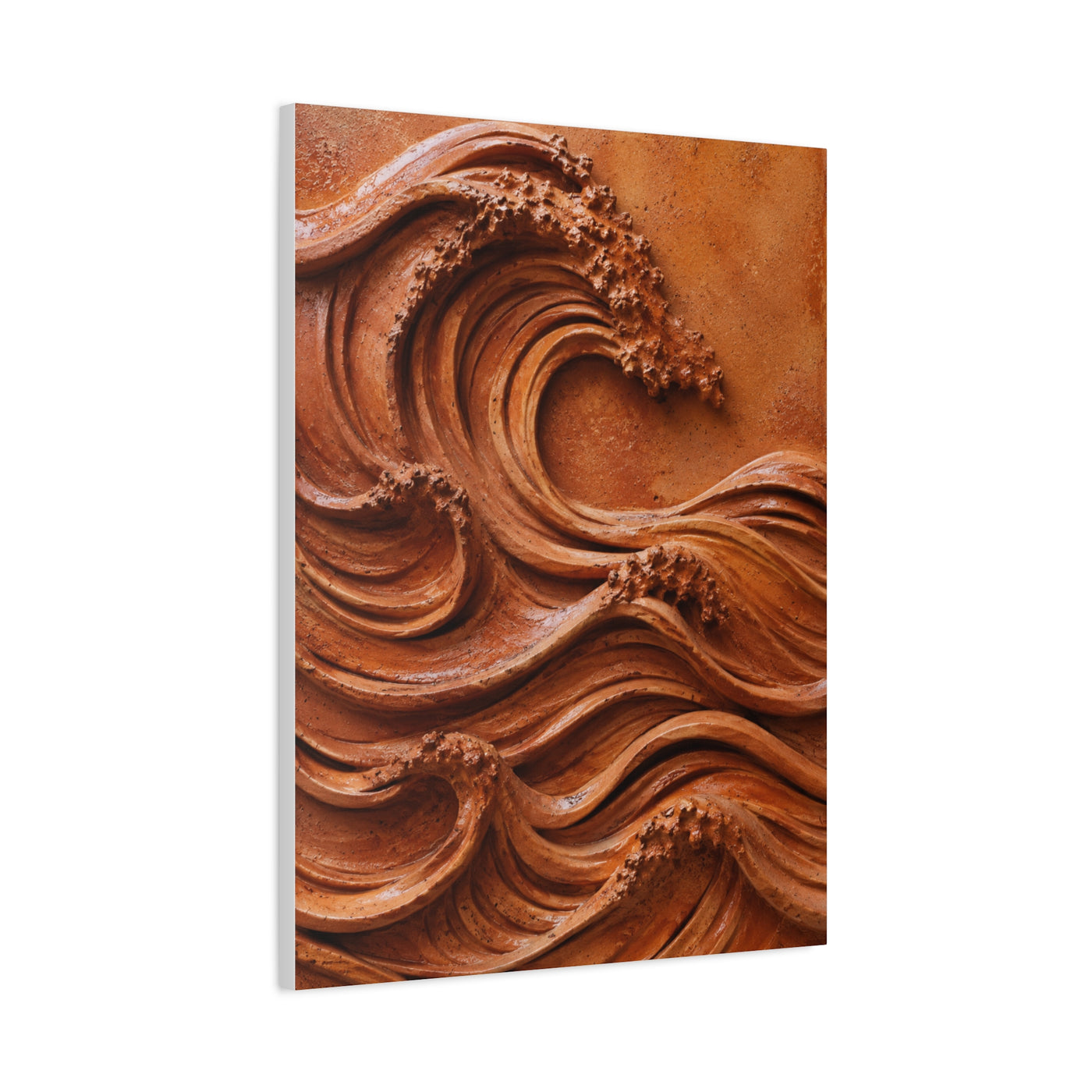 Terracotta Clay Wave Sculpture Panel Wall Art & Canvas Print