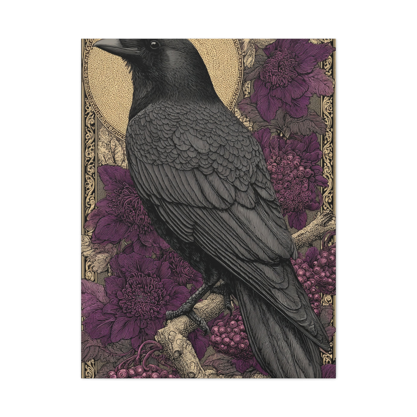 Dark Raven Moon Folk Wall Art & Canvas Print