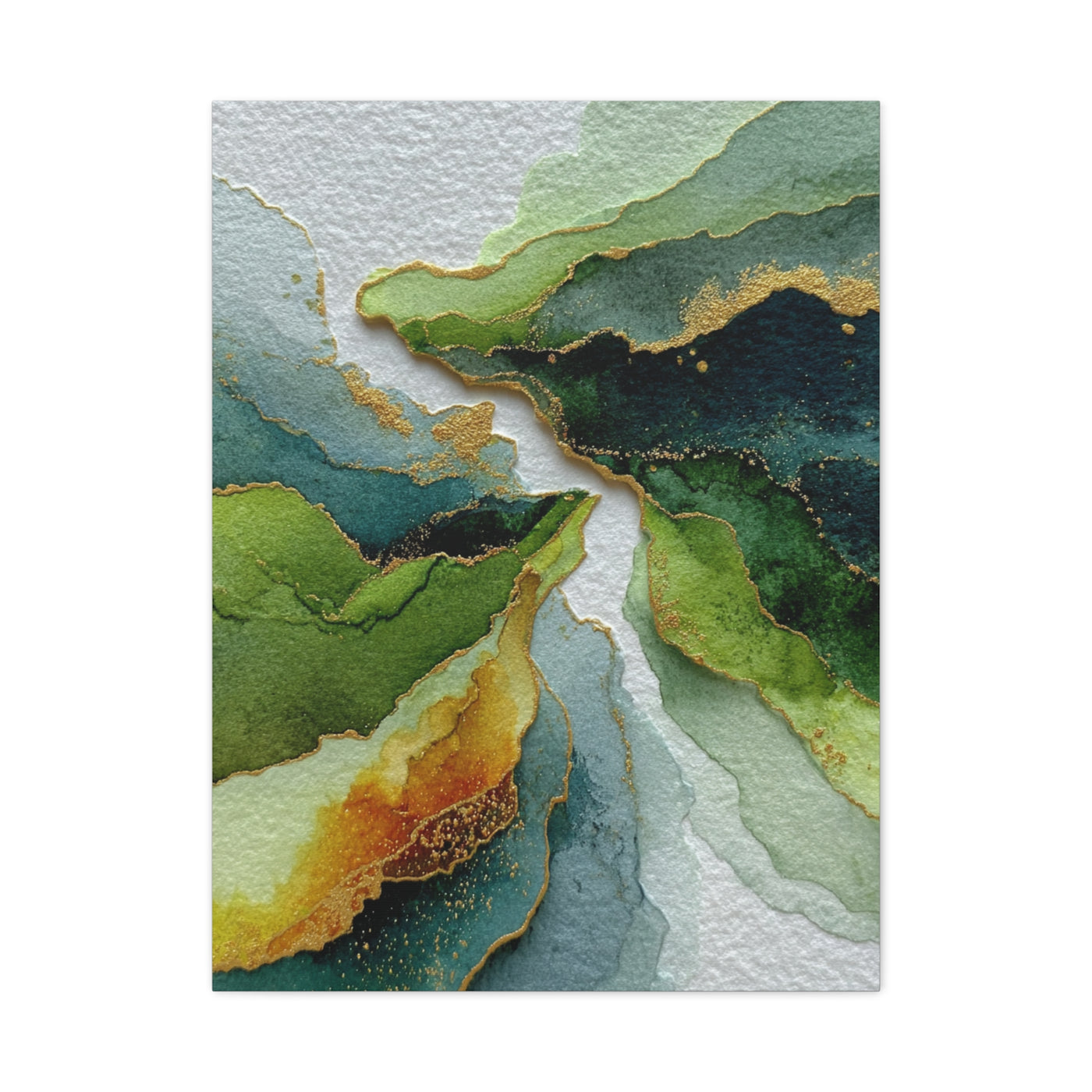 Green Sage and Gold Organic Abstract Wall Art & Canvas Print