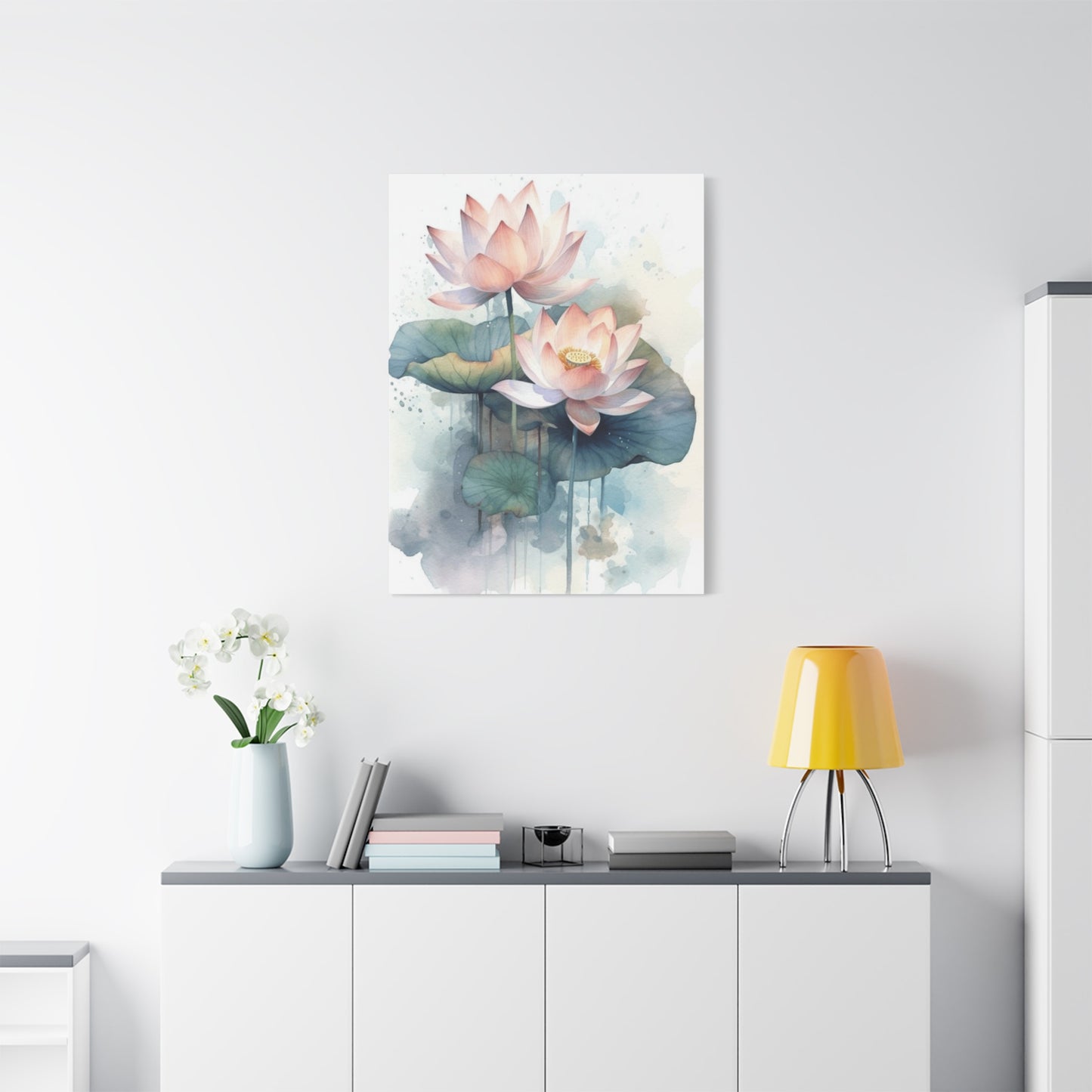 White Lotus Painting Wall Art & Canvas Prints